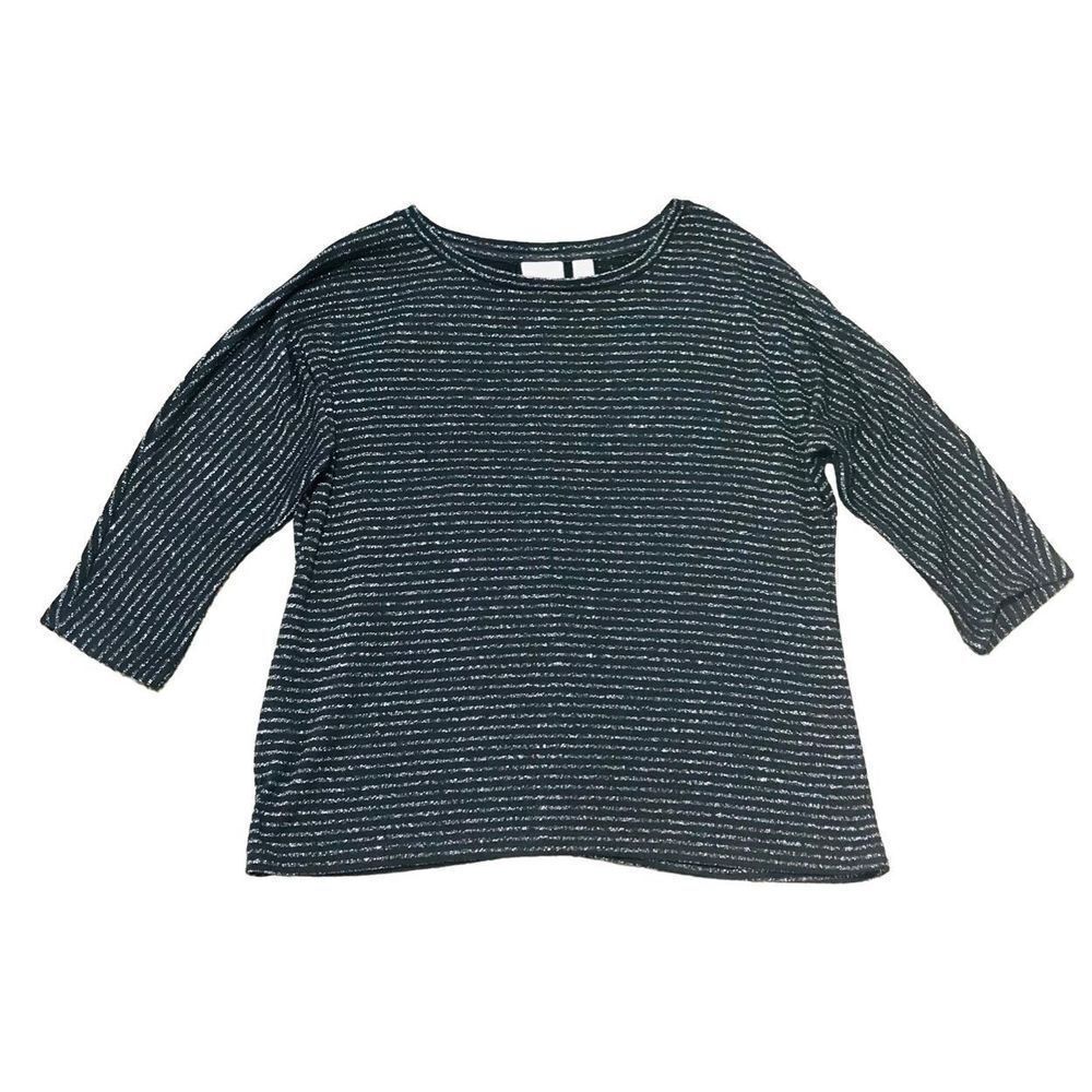 Chioco’s Black blouse with silver stripes size 2 A203
